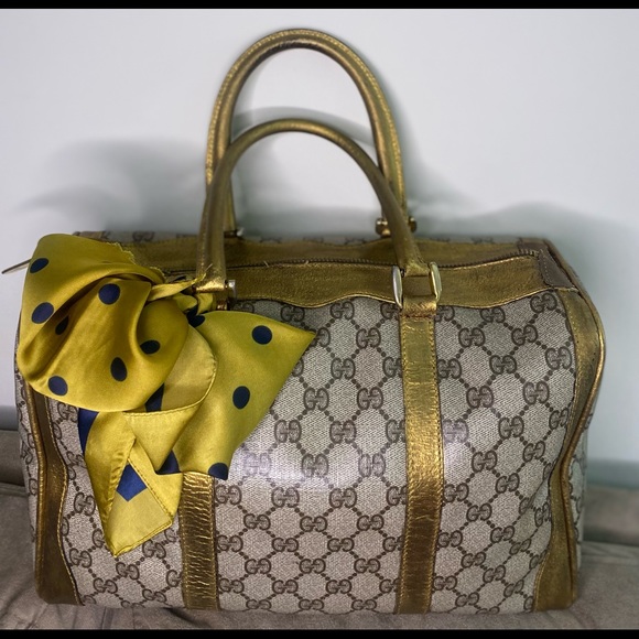 Gucci Boston Monogram Medium Boston Gold Satchel Beautiful bag with lot of life!